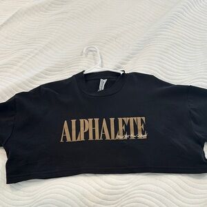 Alphalete Black and Gold Logo Crop Top